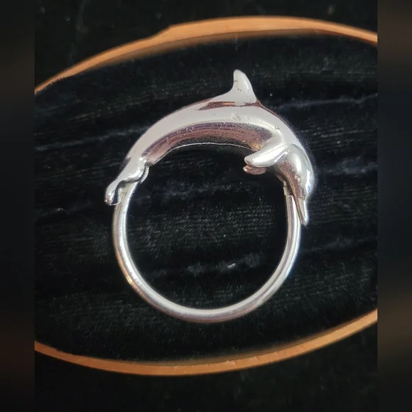 Wyland Foundation Vintage Sterling Silver Dolphin Bag Clasp/Charm - Picture 2 of 6